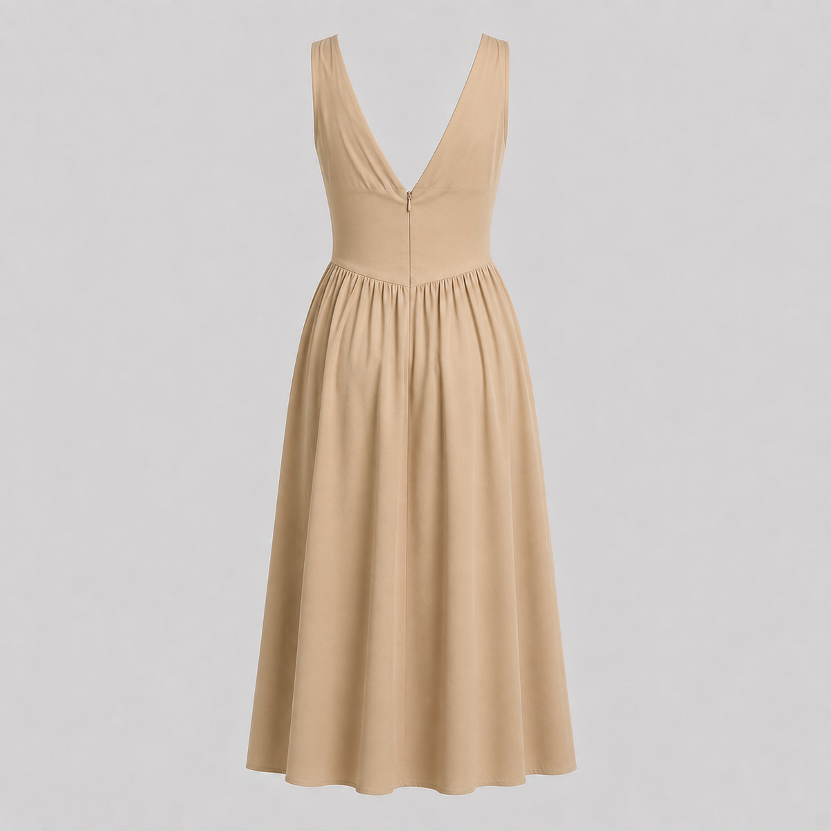 Ivory & Laurel Women's Margot Camel Tie-Waist Midi Dress - back view style