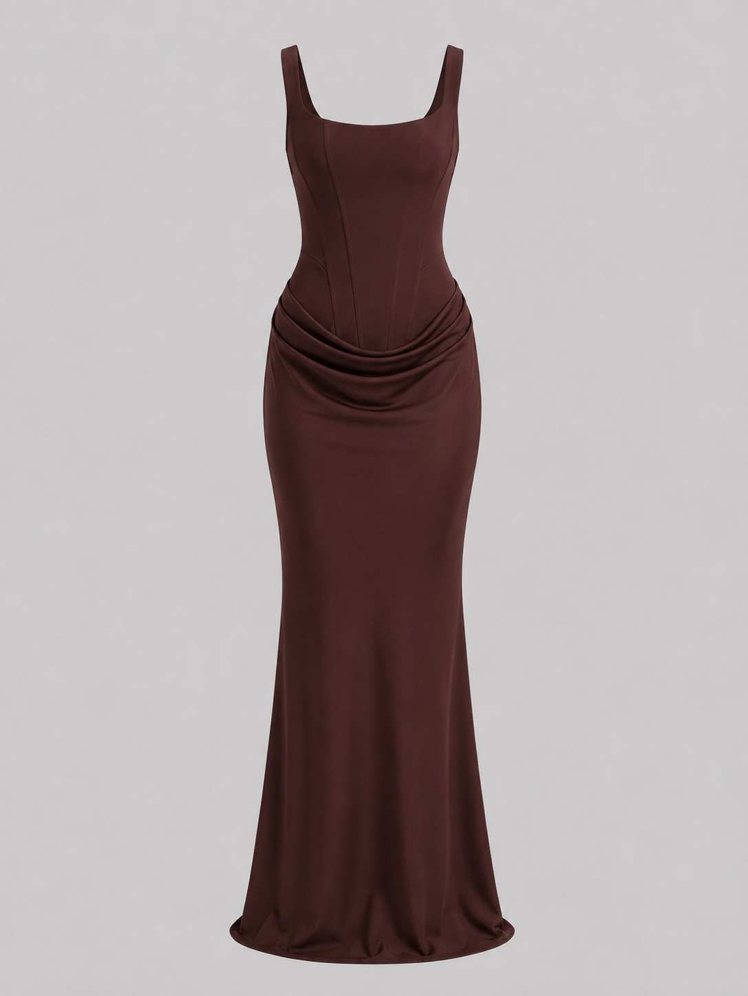 Ivory & Laurel Women's Sylvie Chocolate Corset Maxi Dress - front view style