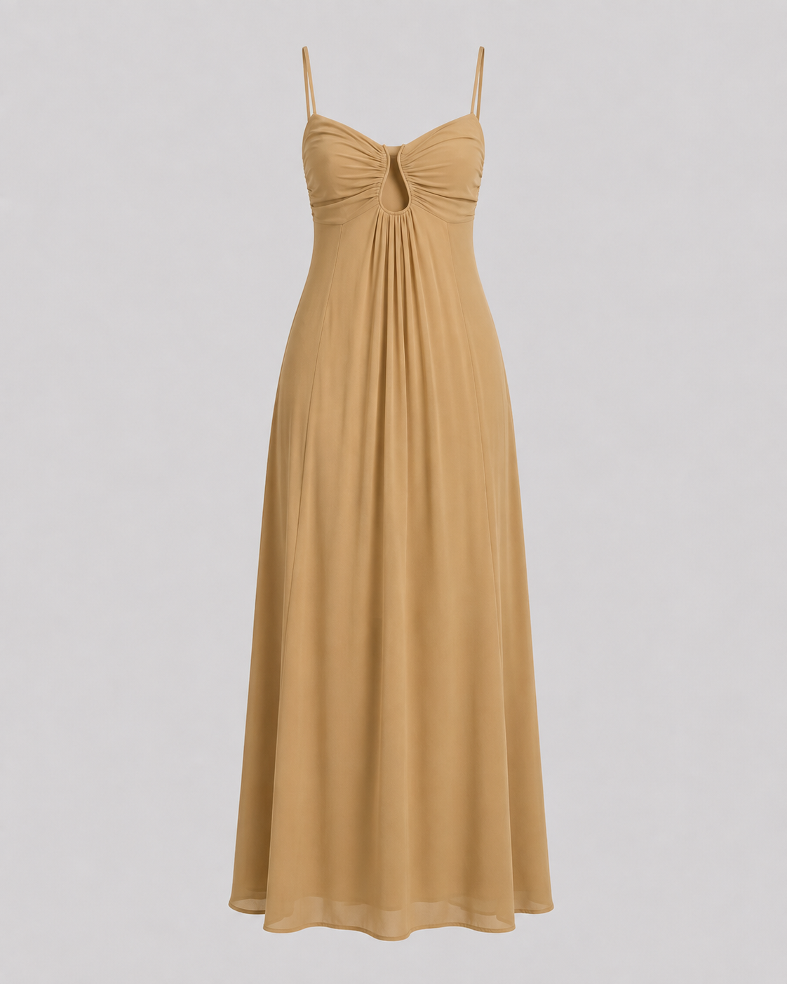 Ivory & Laurel Women's Elise Camel Keyhole Maxi Dress - front view style