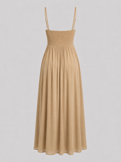Ivory & Laurel Women's Elise Camel Keyhole Maxi Dress - back view style