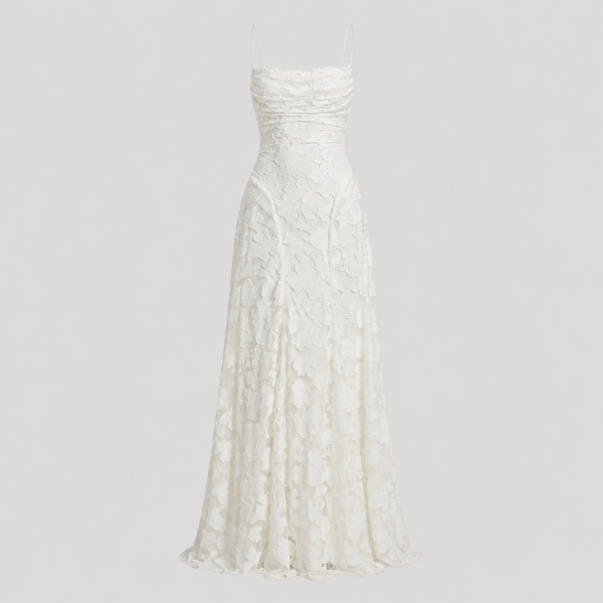Ivory & Laurel Women's Adeline Ivory Lace-Up Maxi Dress - front view style