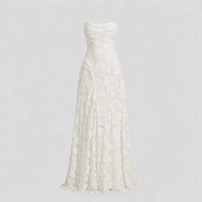 Ivory & Laurel Women's Adeline Ivory Lace-Up Maxi Dress - front view style