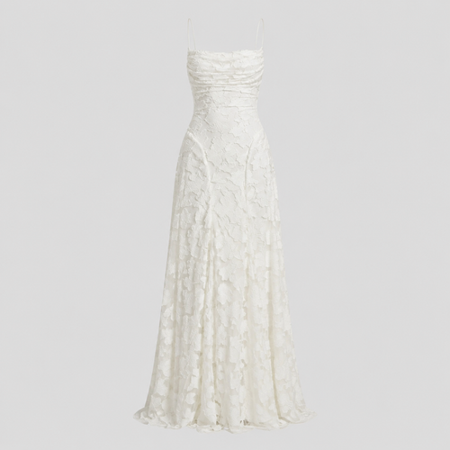 Ivory & Laurel Women's Adeline Ivory Lace-Up Maxi Dress - front view style